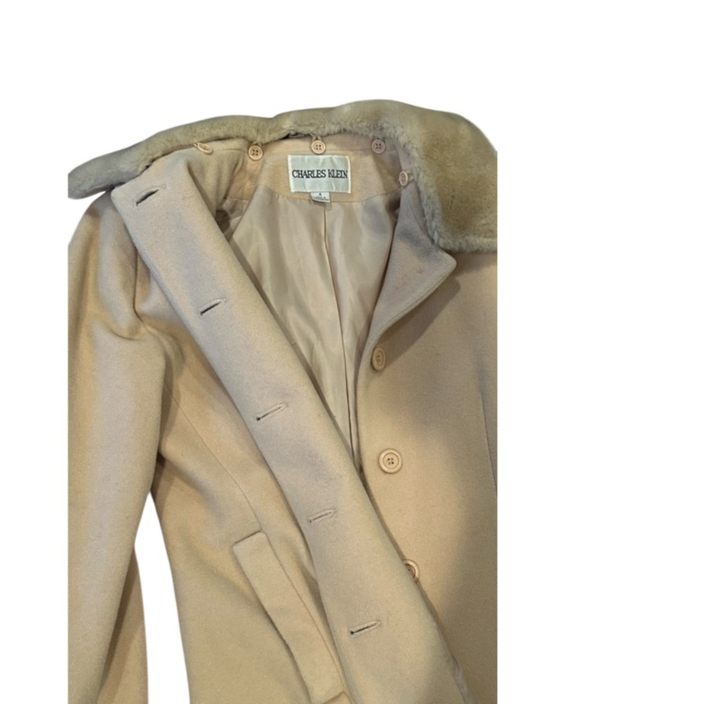 Cream Pea Coat with Tailored Cut and Timeless Style